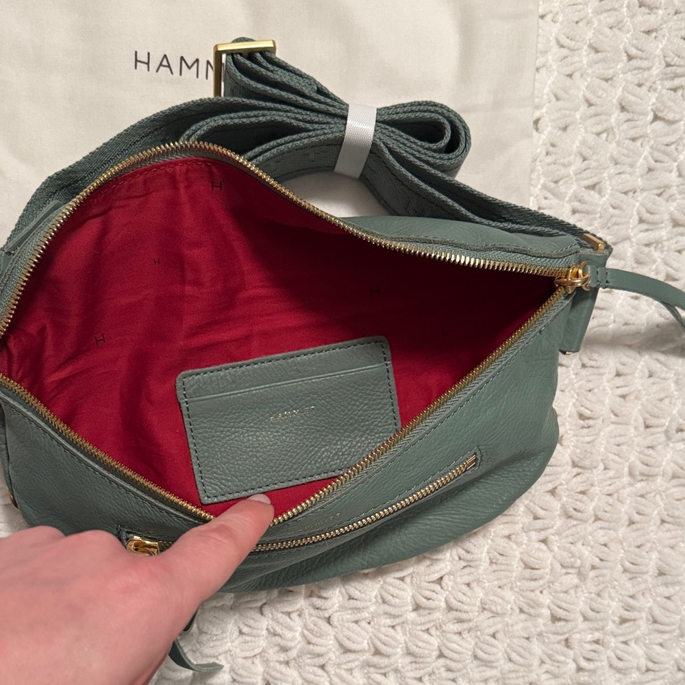 Hammitt Green Leather Crossbody Belt Bag with Gold Hardware - Picture 3 of 8